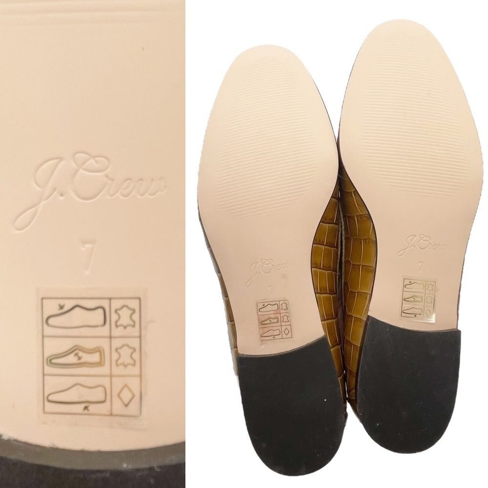 NEW J. Crew Cecile Croc Embossed Leather Slipper Loafer Tan Slip-On Size 7 NWOB - Picture 15 of 16